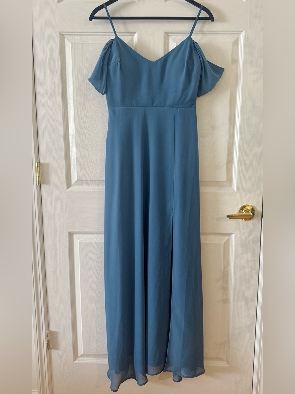 Birdy Grey Dusty Blue Off-shoulder Detachable Maxi Dress